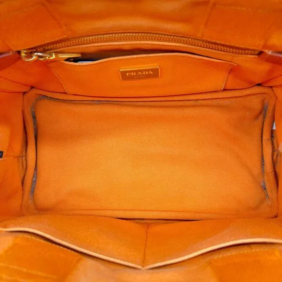 Prada Orange Canvas Small Canapa Tote Bag - Picture 8 of 10